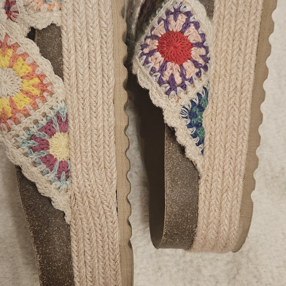 Colorful Crochet Granny Squares Women's Platform Sandals - Picture 5 of 6